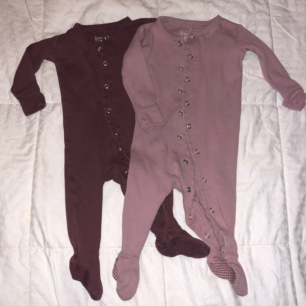 2 L’oved Baby 3-6 Month Organic Footed Pajama
